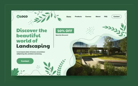 A visually stunning landscaping website showcasing outdoor designs and greenery.