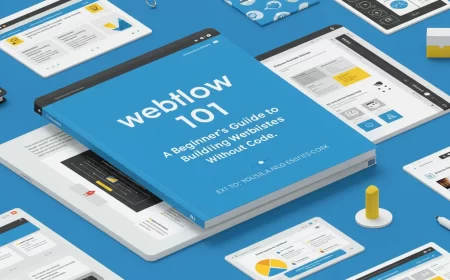 Webflow 101 interface showcasing visual web design tools and responsive editing.