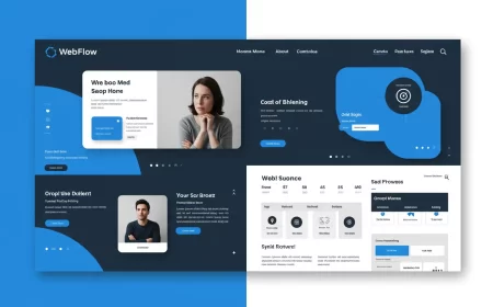 A sleek Webflow SaaS template showcasing a professional landing page and app integration features.